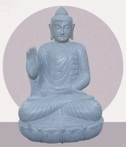 Product image of the product “Seated Buddha made of Riverstone in Abhaya Position - gesture of fearlessness, H. 83cm. ”